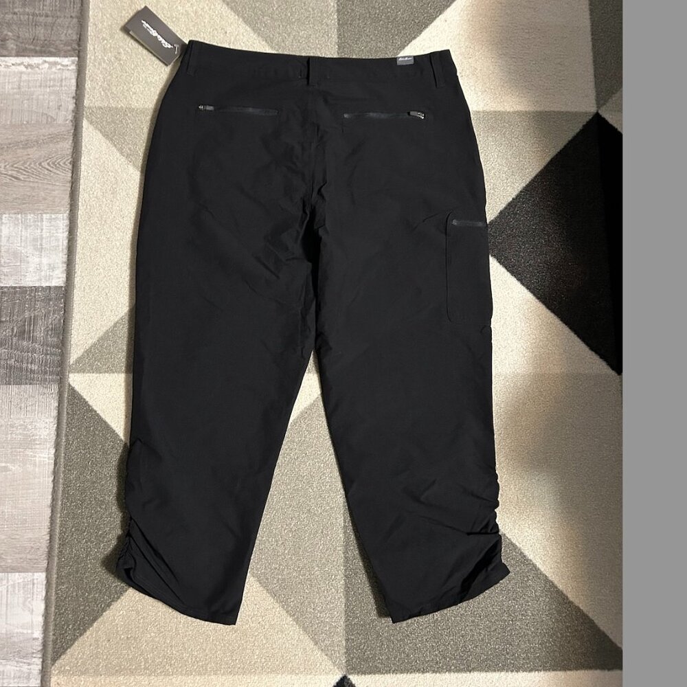NWT Eddie Bauer Black Sky Ruched Hem Capris Women's Size M - Picture 6 of 11